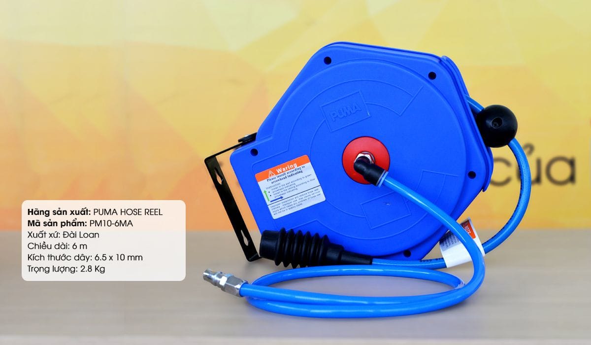 Cuộn dây hơi tự rút PUMA PM10-6MA (6 mét) 2 Cuộn dây hơi tự rút ròng rọc Puma PM10-6MA có chiều dài 6 mét.