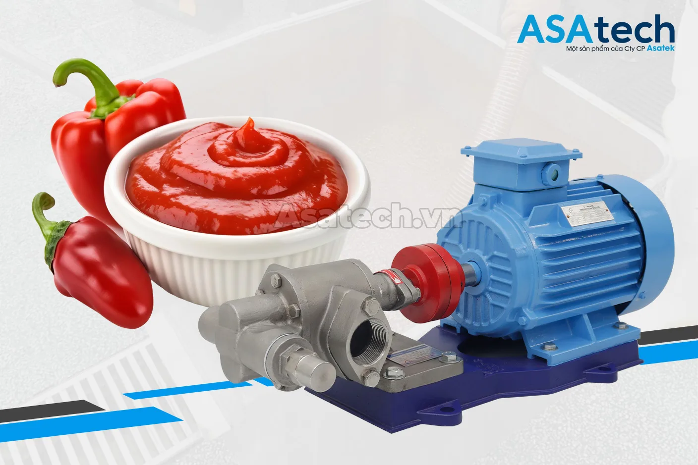 máy bơm tương ớt chất lượng cao Asatech Bơm bánh răng bơm tương ớt