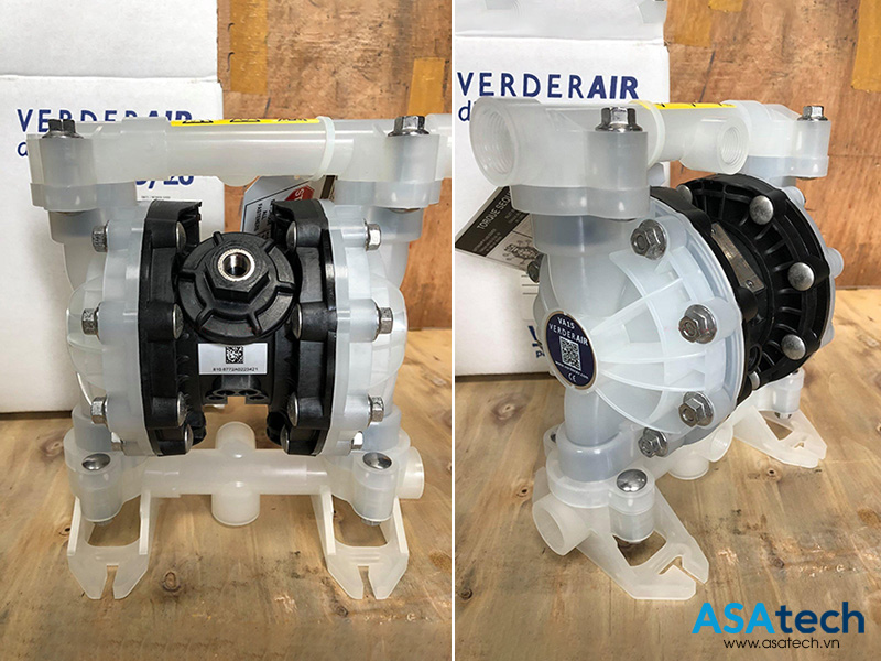 Bơm màng khí nén Verderair VA15PP-PPTFTFTBOO ( 1/2", PP, Teflon) Bơm màng khí nén Verderair VA15PP-PPTFTFTBOO bơm hóa chất ăn mòn