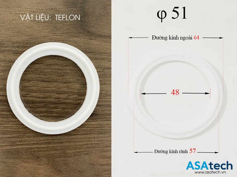 Ron Clamp Teflon chịu nhiệt 3 Gioăng Ron Clamp Teflon chịu nhiệt