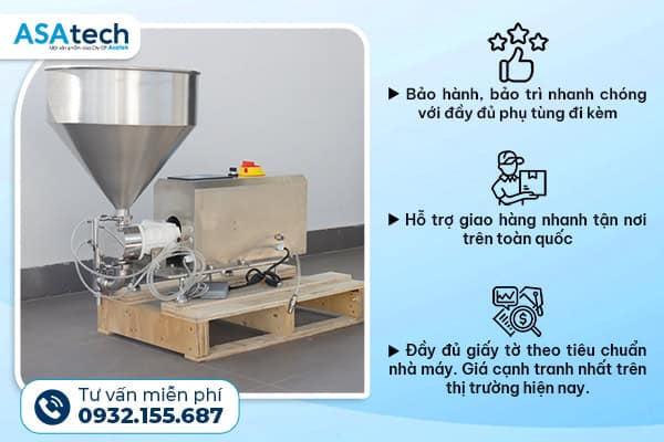 Máy Bơm Chiết Rót Bán Tự Động 1 Vòi Cho Thực Phẩm Sệt - Asatech Máy bơm chiết rót bán tự động 1 vòi cho thực phẩm sệt, lỏng