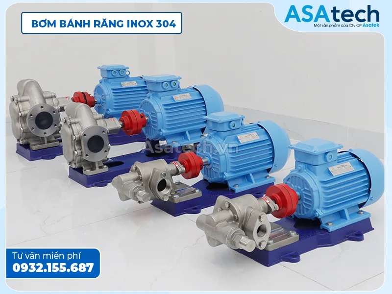 bơm bánh răng inox 304 với đầy đủ kích thước Giá bán bơm bánh răng inox 304