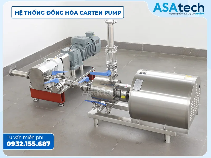Máy đồng hóa nước trái cây, nước giải khát, rượu HDP kết hợp bơm cánh khế Hệ thống đồng hóa nước trái cây, nước giải khát, rượu Carten Pump HDP