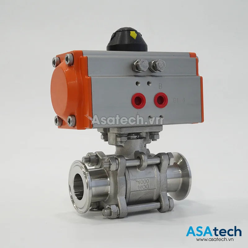 Van bi vi sinh điều khiển khí nén kết nối 2 đầu clamp