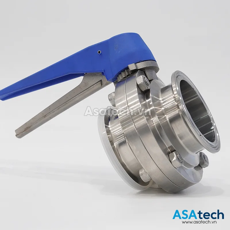 Van bướm tay gạt vi sinh Inox kết nối 2 đầu clamp