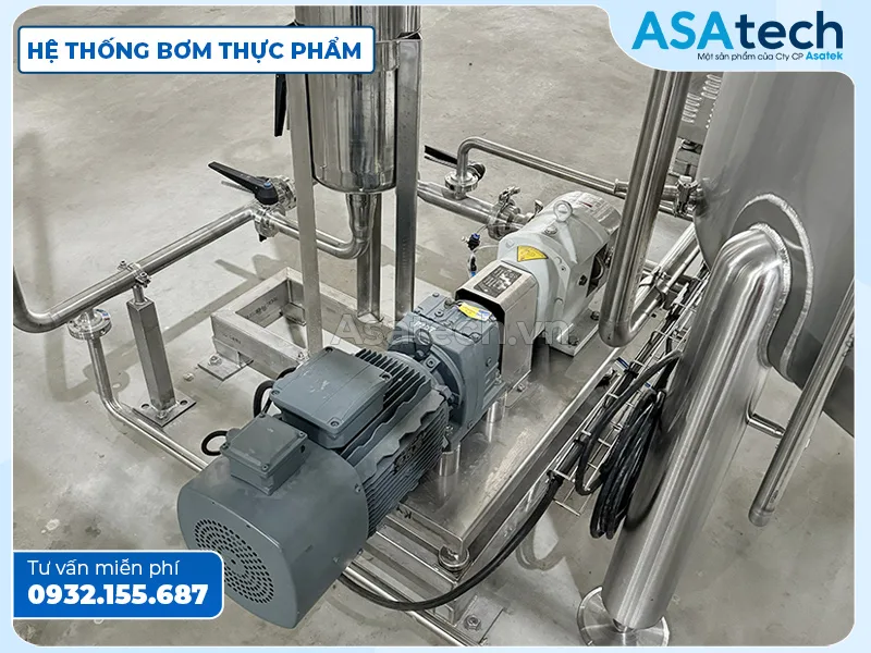 Bơm đồng hóa kết hợp bơm cánh khế sử dụng trong nhà máy thực phẩm Bơm cánh khế trong Hệ thống bơm thực phẩm sử dụng trong nhà máy