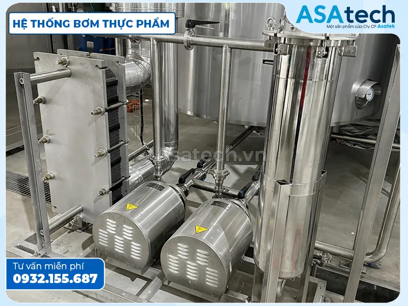 Bơm đồng hóa kết hợp bơm cánh khế sử dụng trong nhà máy thực phẩm Bơm ly tâm trong Hệ thống bơm thực phẩm sử dụng trong nhà máy