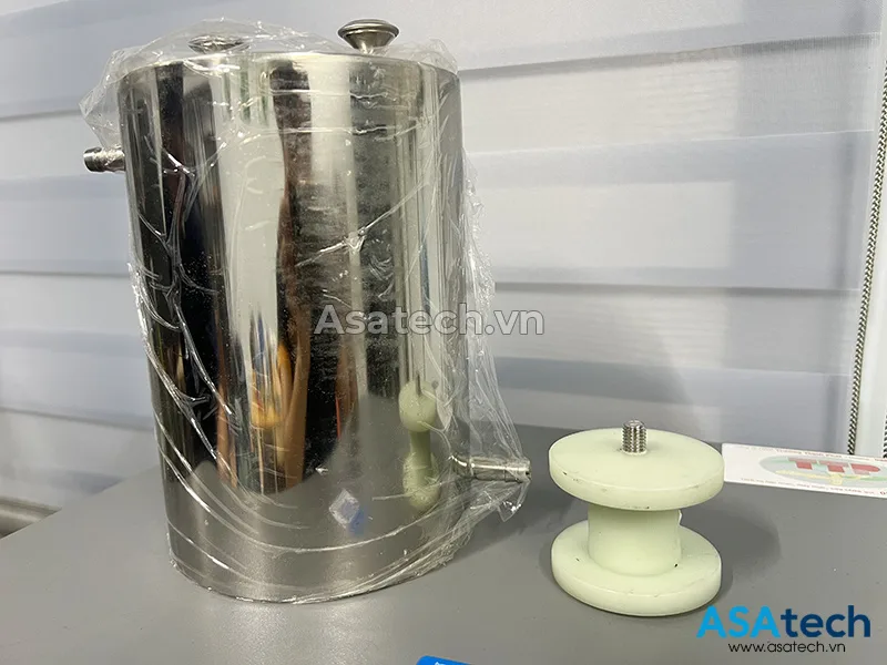 Thùng inox và đĩa nghiền sử dụng theo máy nghiền mẫu thí nghiệm trục đứng Máy nghiền mẫu thí nghiệm trục đứng 1.5L