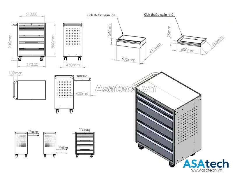 Asatech cung cấp xe đẩy đựng dụng cụ 5 ngăn kéo QT-05 Xe-đẩy-đựng-dụng-cụ-5-ngăn-kéo-QT-05
