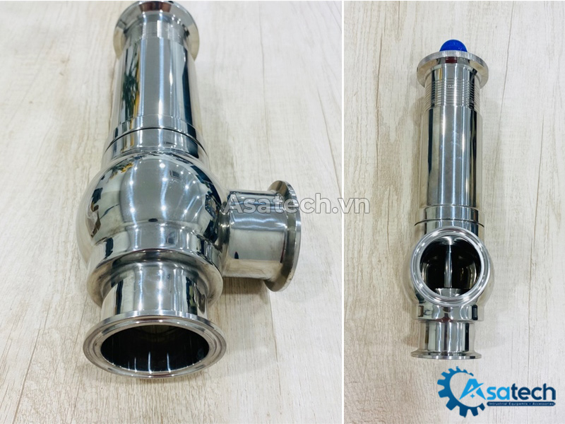 Van an toàn inox vi sinh nối Clamp size 51 có xả áp
