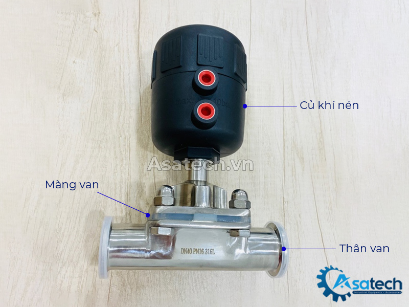 Van màng vi sinh điều khiển khí nén inox 316L kết nối 2 đầu khớp nối nhanh clamp Van màng vi sinh điều khiển khí nén inox 316L kết nối 2 đầu khớp nối nhanh clamp