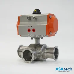 van bi vi sinh 3 ngã điều khiển khí nén kết nối 3 đầu clamp
