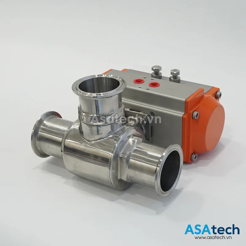 Van bi vi sinh điều khiển khí nén 2 Van bi vi sinh điều khiển khí nén kết nối 3 đầu clamp