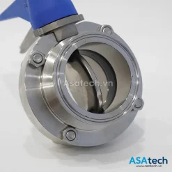 Van bướm tay gạt vi sinh Inox 304, 316L 10 Van bướm tay gạt vi sinh Inox kết nối 2 đầu clamp