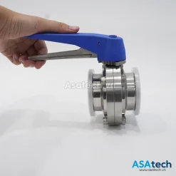 Van bướm tay gạt vi sinh Inox 304, 316L 11 Van bướm tay gạt vi sinh Inox kết nối 2 đầu clamp