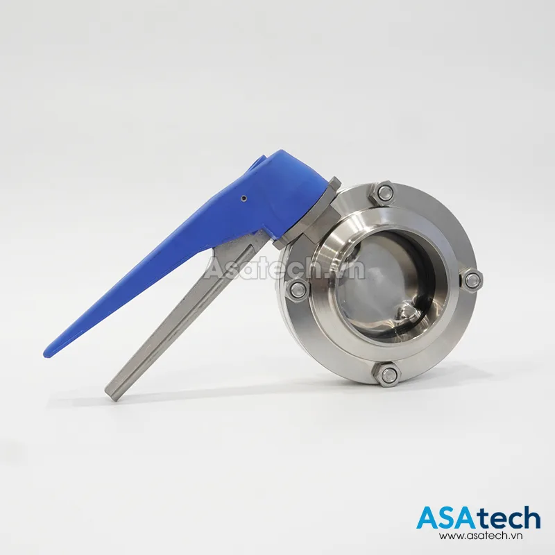 Van bướm tay gạt vi sinh Inox 304, 316L 2 Van bướm tay gạt vi sinh Inox kết nối 2 đầu hàn