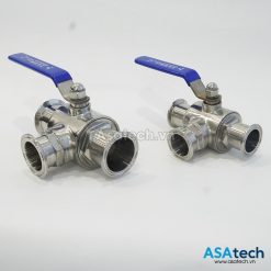 Van bi inox vi sinh 3 ngã chỉnh tay
