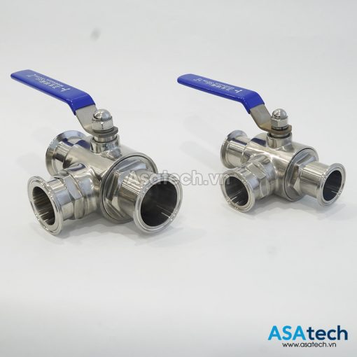Van bi inox vi sinh 3 ngã chỉnh tay