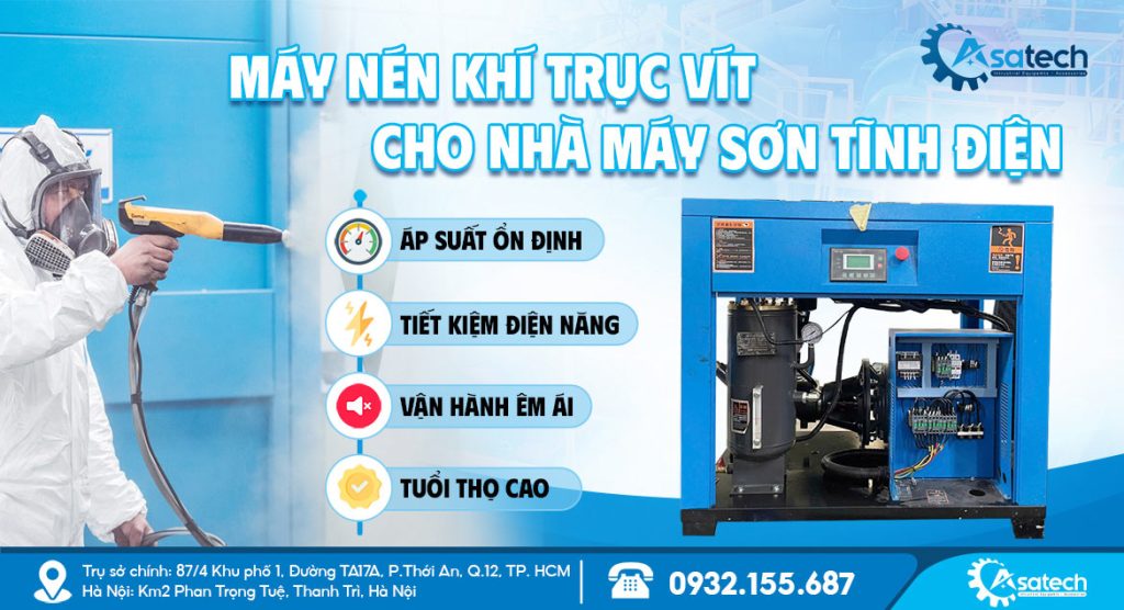 Máy nén khí trục vít cho nhà máy sơn tĩnh điện
