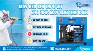 Máy nén khí trục vít cho nhà máy sơn tĩnh điện