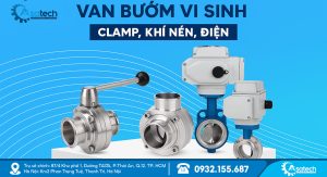 Van bướm vi sinh clamp, khí nén, điện