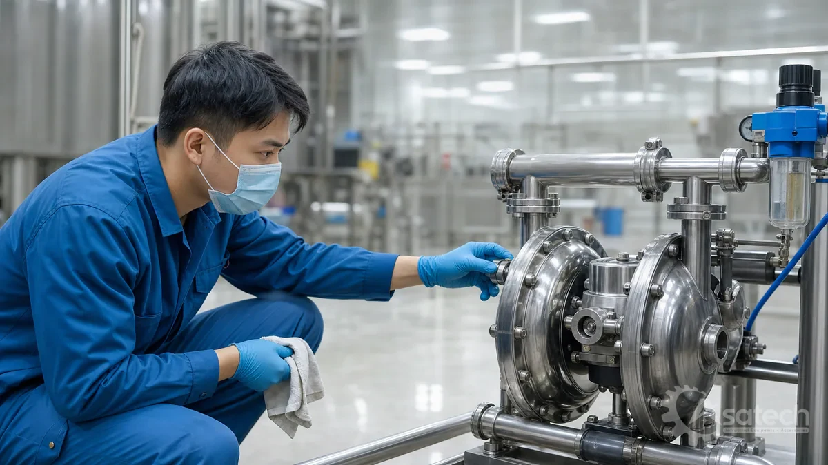 Checklist kiểm tra bộ lọc điều áp bơm màng khí nén trước khi vận hành: Trước khi cấp nguồn khí nén cho bơm màng, kỹ thuật viên vận hành cần thực hiện kiểm tra kỹ thuật thiết bị theo các hạng mục sau: Kiểm tra đồng hồ áp suất: Đảm bảo mặt kính không vỡ, kim đo hiển thị chính xác và không có hiện tượng kẹt kim.