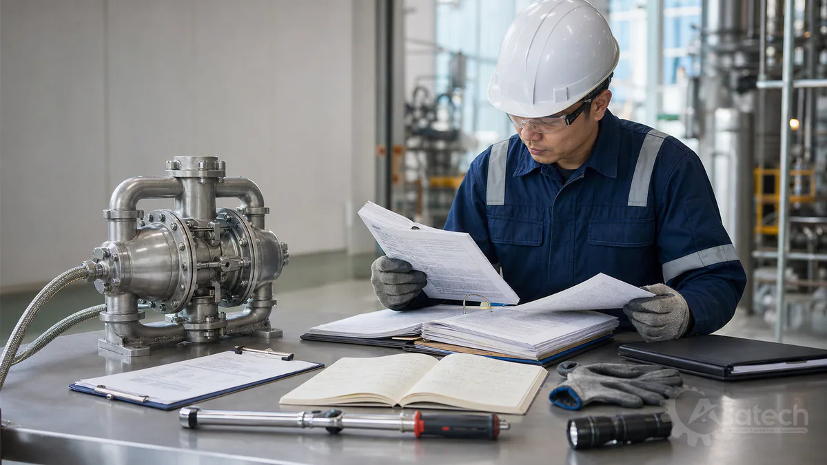 checklist bảo dưỡng máy bơm màng - Tài liệu tham chiếu nên đối chiếu khi xây checklist: Khi xây dựng checklist bảo dưỡng máy bơm màng cho nhà máy, nên dựa trên ba nguồn dữ liệu chính: Hướng dẫn vận hành và bảo trì của nhà sản xuất.
