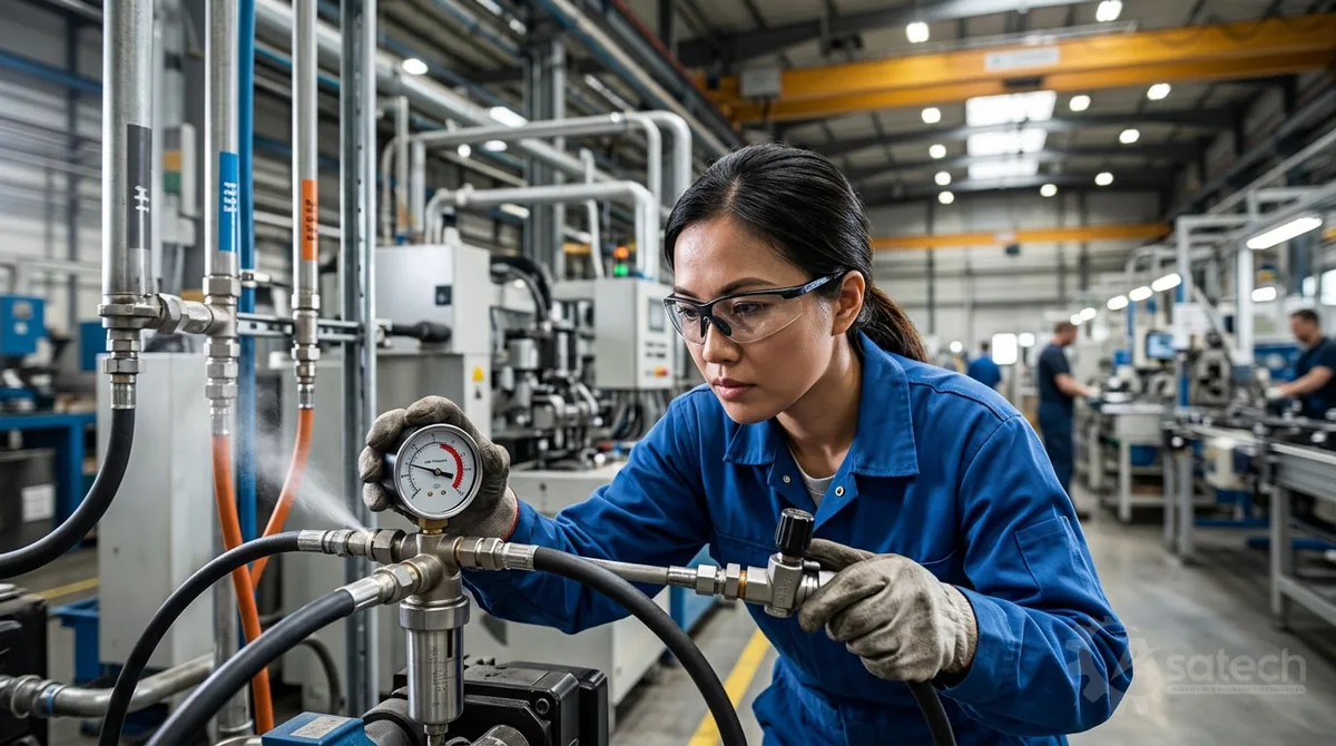 1. Dấu hiệu hệ thống khí nén trong nhà máy sản xuất gặp sự cố: Khi hệ thống khí nén trong nhà máy sản xuất gặp trục trặc, thiết bị thường phát ra các tín hiệu cảnh báo rõ rệt.