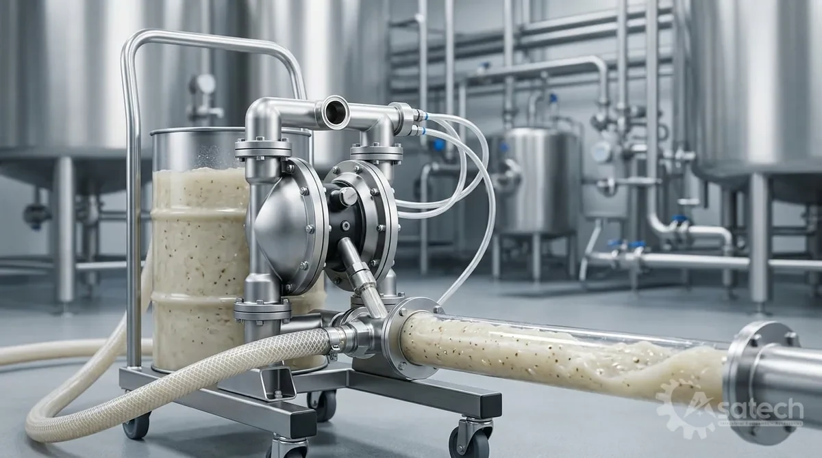 ma trận chọn bơm màng khí nén - 3) Nhóm bùn và chất lỏng có hạt rắn: Với bùn, nước thải hoặc slurry, bài toán không chỉ là vật liệu mà còn là khả năng đi qua hạt rắn.
