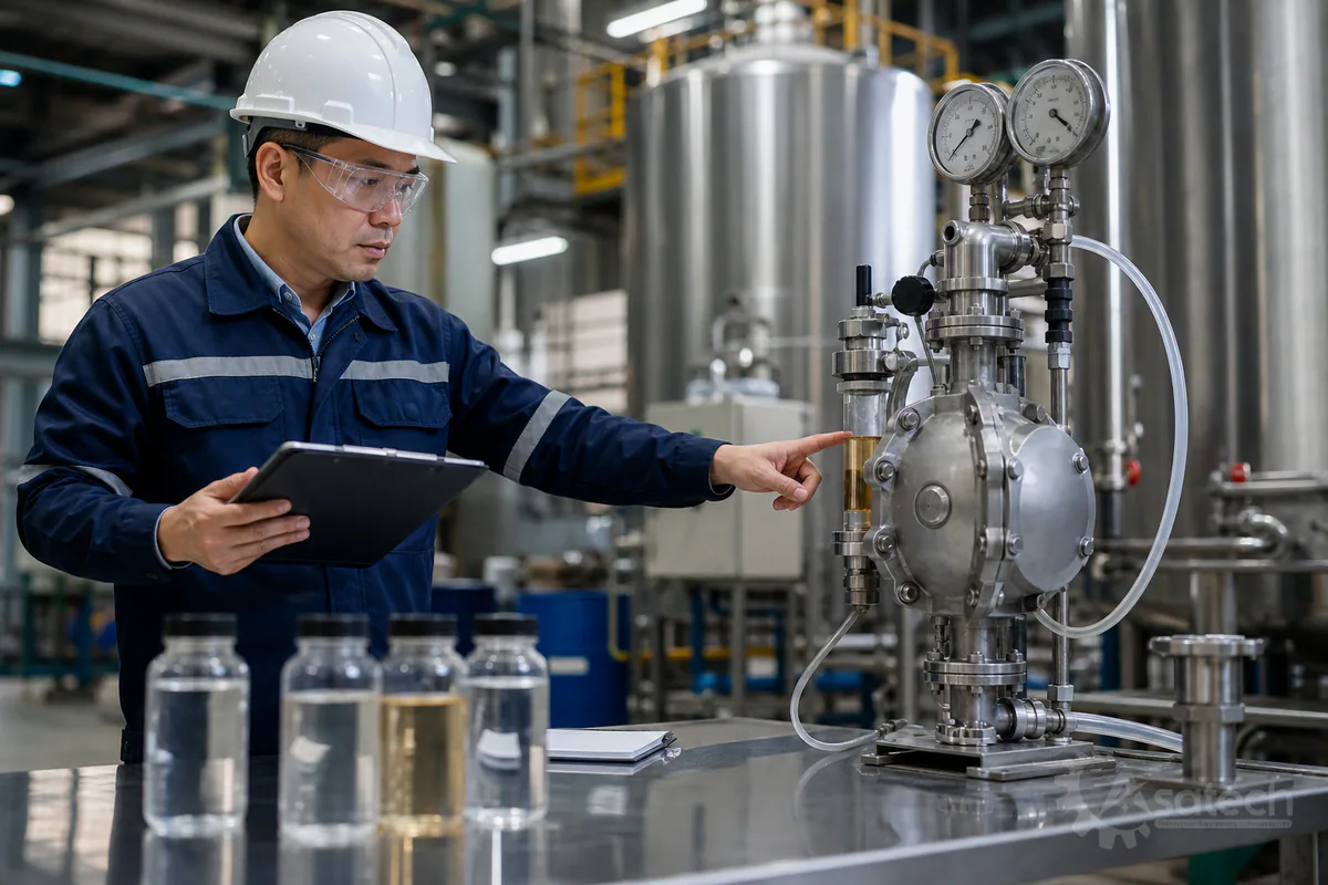 vật liệu màng bơm định lượng hóa chất - Quy trình khảo sát chọn màng bơm tại nhà máy: Để lựa chọn chính xác, kỹ sư vận hành nên xác định rõ tên hóa chất, nồng độ, nhiệt độ làm việc và áp suất vận hành tối đa.