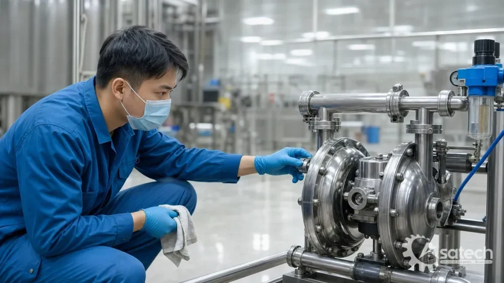 Bộ lọc khí nén FRL cho bơm màng AODD: Hướng dẫn sử dụng và bảo dưỡng đúng cách 1 Giới thiệu về bộ lọc khí nén FRL cho bơm màng AODD: Bộ lọc khí nén FRL (Filter – Regulator – Lubricator) là tổ hợp ba thiết bị gồm bộ lọc, van điều áp và bộ tra dầu, được lắp trên đường khí nén cấp cho bơm màng khí nén AODD (Air Operated Double Diaphragm).