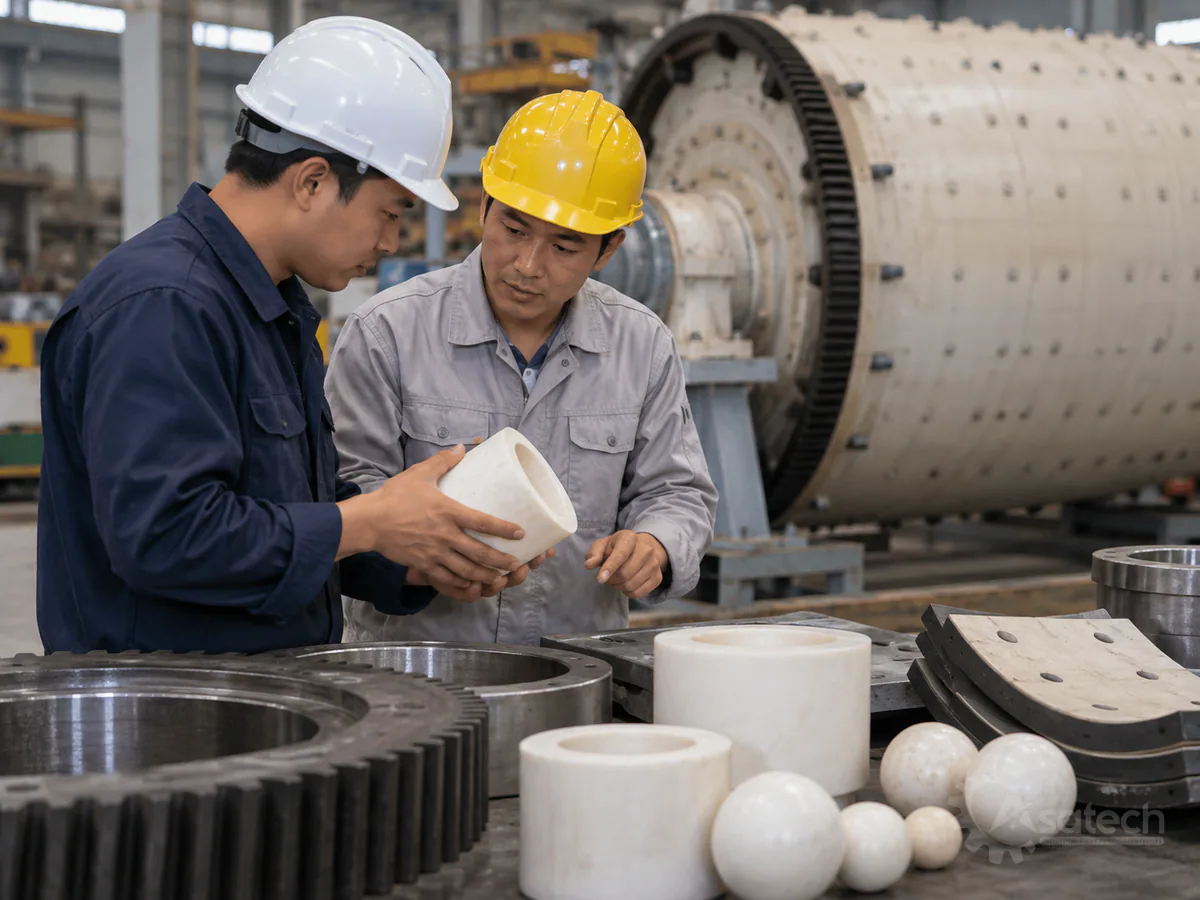 Phụ Tùng Máy Nghiền Bi Sứ: Dấu Hiệu Lỗi Và Khắc Phục 4 phụ tùng máy nghiền bi sứ - Tư vấn kỹ thuật và cung cấp thiết bị từ Asatech: Việc lựa chọn chuẩn xác phụ tùng máy nghiền bi sứ không chỉ giúp hệ thống vận hành êm ái, tiết kiệm điện năng mà còn giảm thiểu nguy cơ lẫn tạp chất vào bài phối liệu.