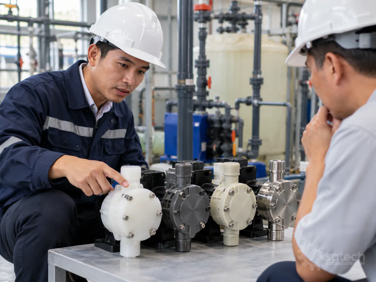 chọn vật liệu đầu bơm định lượng theo - Khảo sát và tư vấn cấu hình đầu bơm tối ưu tại Asatech (hình minh họa)