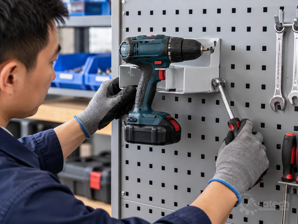 Gá treo máy khoan pin trên bảng dụng cụ: Hướng dẫn sử dụng và bảo dưỡng chuẩn kỹ thuật 4 gá treo máy khoan pin trên bảng dụng - Kế hoạch bảo trì định kỳ và các dấu hiệu cần thay thế (hình minh họa)