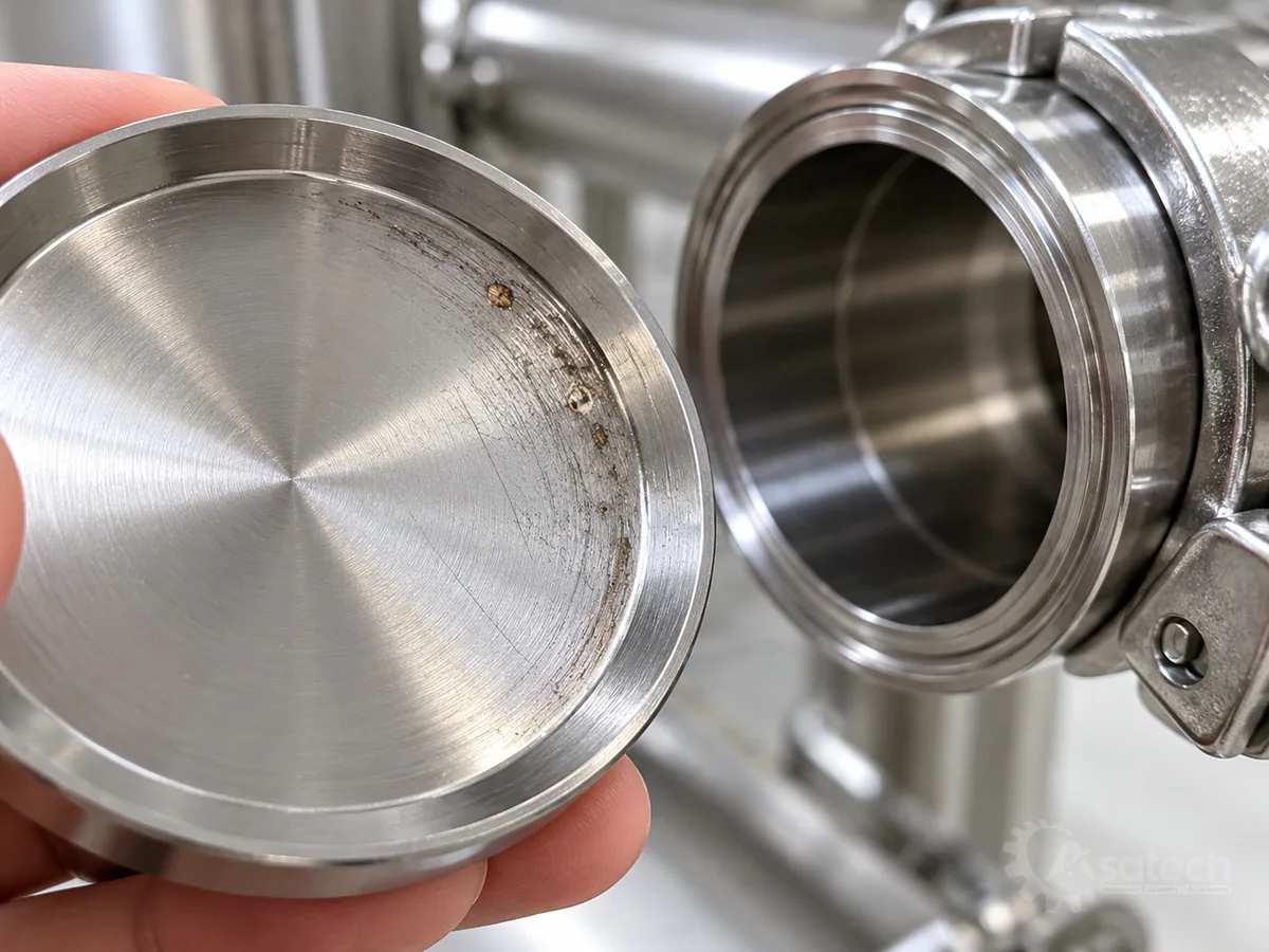 nắp bịt đường ống inox vi sinh bị - Khuyết tật trên bề mặt làm kín (hình minh họa)